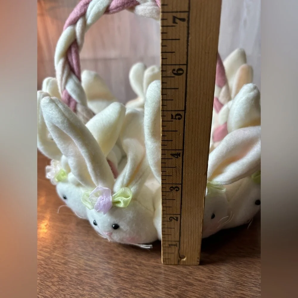 Cream & Pink Plush Bunny Basket